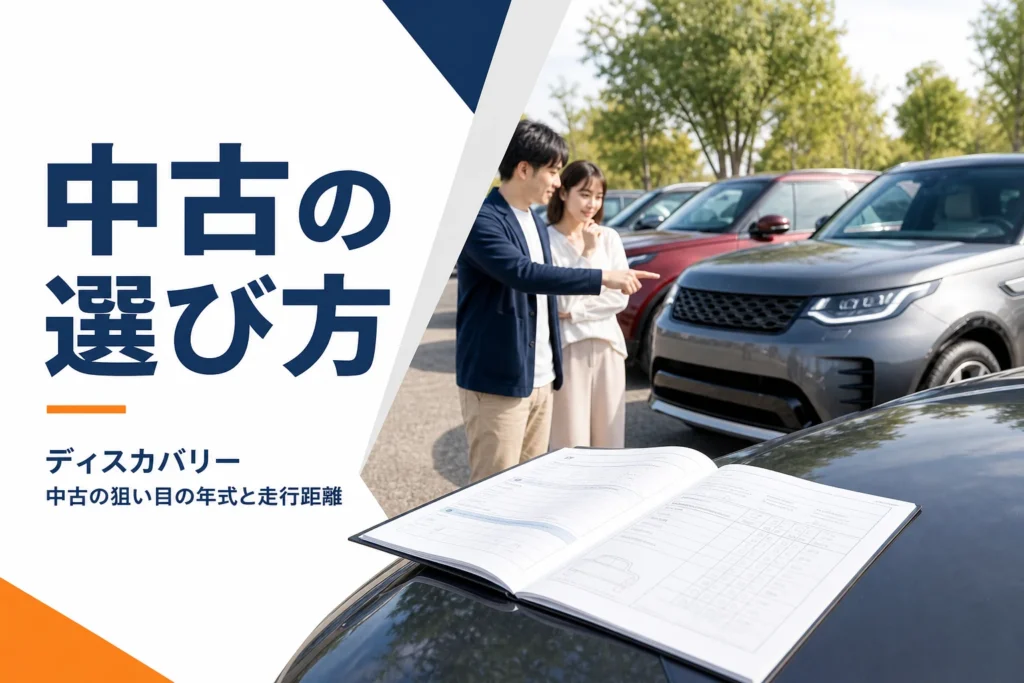 展示場に並んだ高級SUVと、ボンネットに置かれた整備記録簿