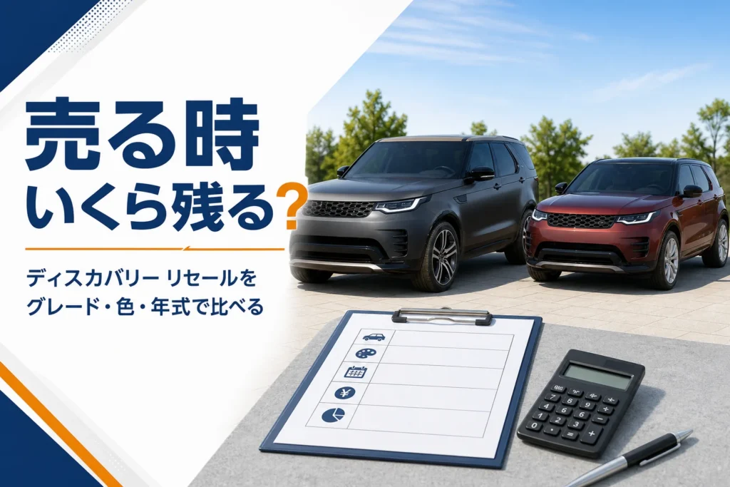 大小2台の高級SUVと査定用の書類が並んだ様子
