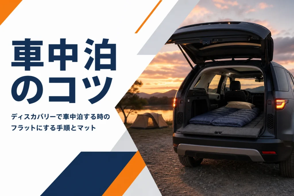 荷室にマットと寝袋を敷いたSUV